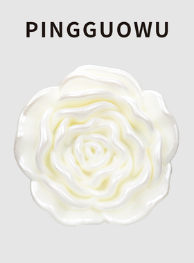 PINGGUOWU 树脂立体玫瑰花朵纽扣女大衣风衣花型钮扣白色装饰扣子