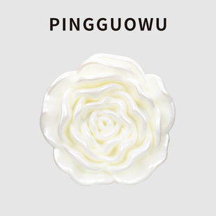 PINGGUOWU 饰扣子 树脂立体玫瑰花朵纽扣女大衣风衣花型钮扣白色装
