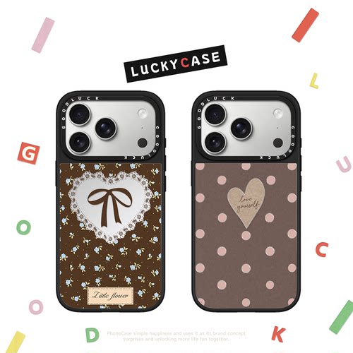 C家星星爱心波点蝴蝶结LUCKY字母适用iphone17手机壳16promax苹果18pro镜面MagSafe磁吸15plus日韩14少女13