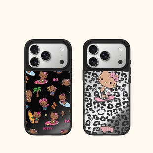 C家沙滩冲浪黑皮KT适用iphone17手机壳16promax苹果15pro镜面MagSafe磁吸14plus甜酷少女13日韩ins时尚12
