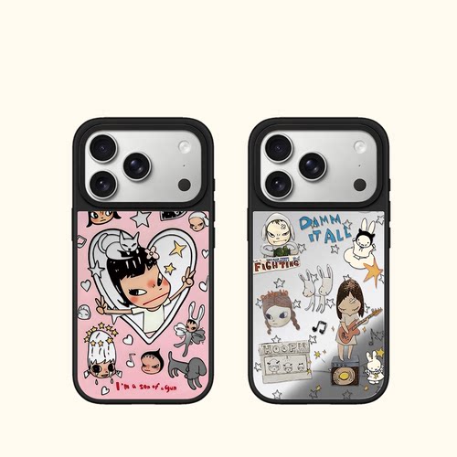 C家联名镂空爱心奈良美智适用iphone17手机壳16promax苹果15pro镜面MagSafe磁吸14plus甜酷少女13卡通12可爱