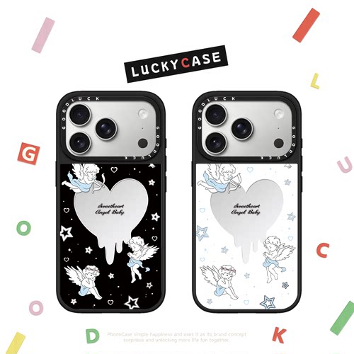 C家镂空爱心丘比特适用iphone17手机壳16promax苹果15pro镜面MagSafe磁吸14plus情侣男女13日韩小众12时尚
