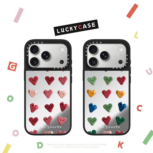 C家联名童趣彩色橡皮泥笑脸表情Lucas Zanotto爱心适用iphone17手机壳16promax苹果18pro磁吸13镜面15plus/14