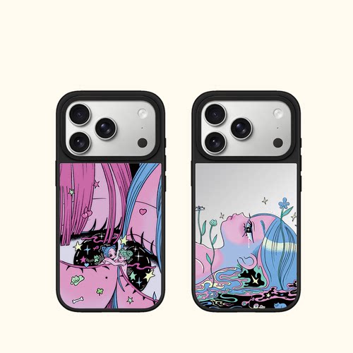 联名缤纷宇宙HIZGI女孩适用iphone17手机壳16promax苹果15pro镜面MagSafe磁吸14plus甜酷少女13C家