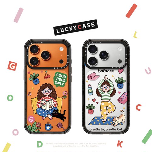 C家多巴胺卷发女孩的日常适用iphone17手机壳16promax苹果18pro透明MagSafe磁吸15plus插画14日韩ins卡通13