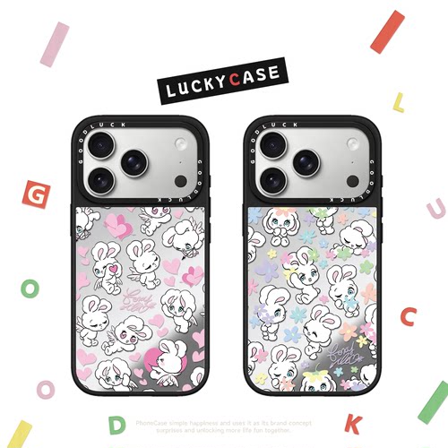 C家联名兔兔的夏日漫游长耳兔子适用iphone17手机壳16promax苹果15pro镜面MagSafe磁吸14plus卡通13/12