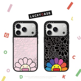 CASETIFIY联名村上隆太阳花半脸笑脸花朵适用iphone17手机壳16promax苹果15pro镜面MagSafe磁吸14plus潮牌13