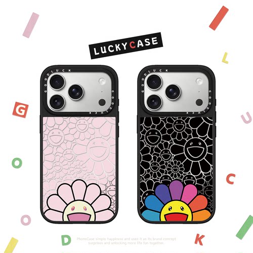 CASETIFIY联名村上隆太阳花半脸笑脸花朵适用iphone17手机壳16promax苹果15pro镜面MagSafe磁吸14plus潮牌13