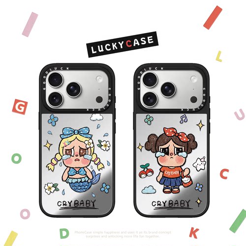C家涂鸦花朵美人鱼哭娃Baby适用iphone17手机壳16promax苹果15pro镜面MagSafe磁吸14plus甜酷少女13日韩12女