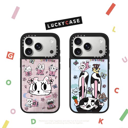 C家联名Tipseven猫咪兔子适用iphone17手机壳16promax苹果15pro镜面MagSafe磁吸14plus趣味13卡通12