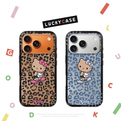 C家豹纹滑板kitty适用iphone17新壳体手机壳16promax苹果15pro磁吸MagSafe透明14plus甜酷少女13日韩