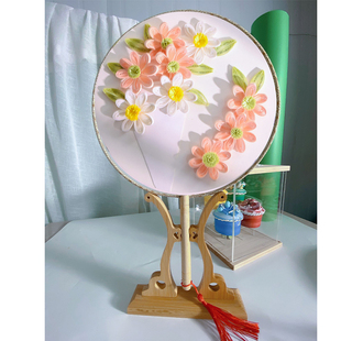 慢时光衍纸香微衍纸扇子材料包衍纸团扇折扇材料包扇子骨架