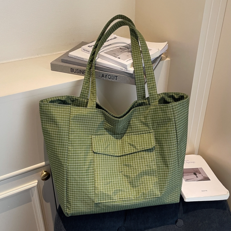 日系简约纯色大容量托特包包女2025学生上课通勤单肩百搭牛津布包