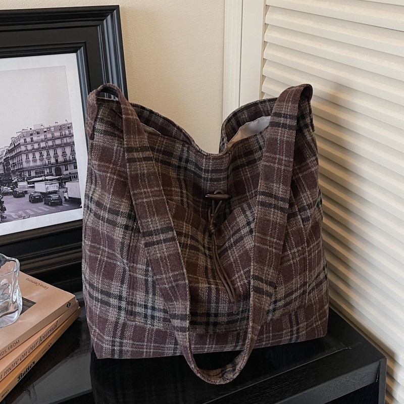 复古格子大容量单肩包女2026新款时尚松弛感腋下通勤包休闲托特包,箱包皮具/热销女包/男包,托特包,淘宝优惠券,粉丝福利购,淘宝优惠卷