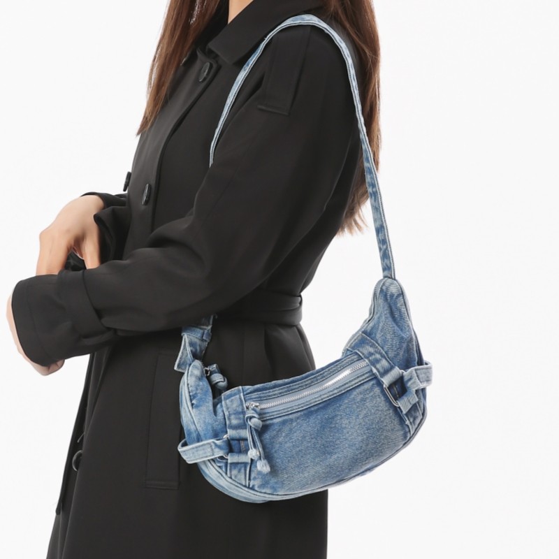 牛仔布腋下包女大容量2026新款小众设计单肩斜挎包休闲通勤饺子包,箱包皮具/热销女包/男包,通用款女包,淘宝优惠券,粉丝福利购,淘宝优惠卷