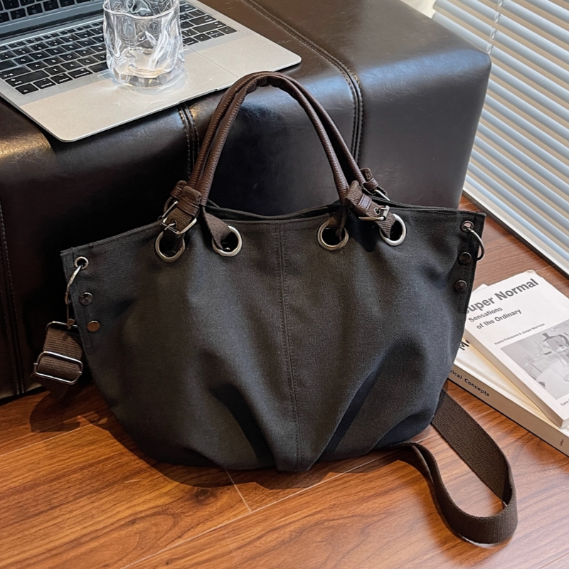 日系复古托特布包女2025新款潮大容量多功能手提包单肩通勤斜挎包