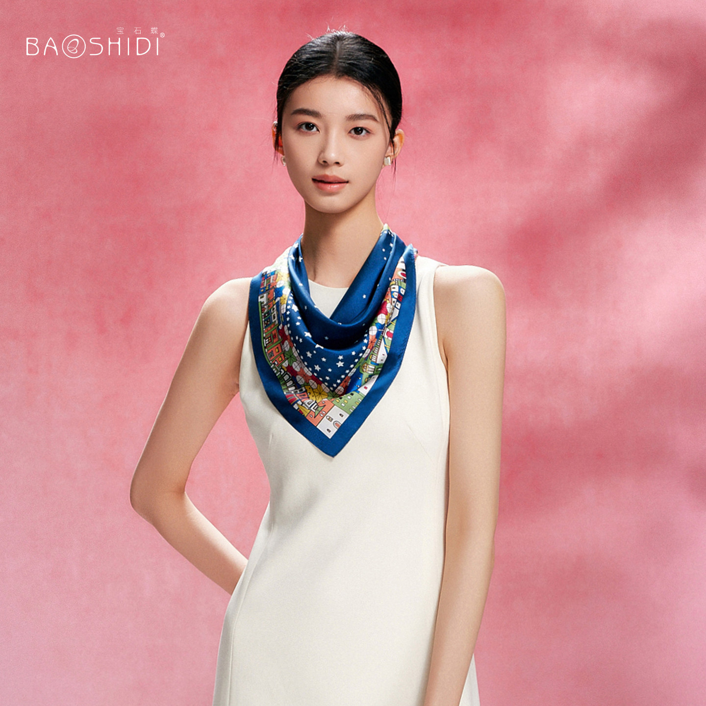 宝石蝶26春桑蚕丝真丝丝巾女围巾女生妈妈生日妇女节礼物星光熠熠