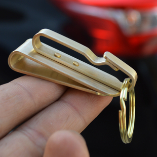 纯铜钥匙扣 黄铜腰挂 运动裤卡扣圈 创意汽车钥匙扣 复古铜直插扣