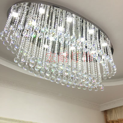 酒店大堂宾馆大厅过道led吸顶灯大气 椭圆形水晶灯客厅灯 餐厅灯