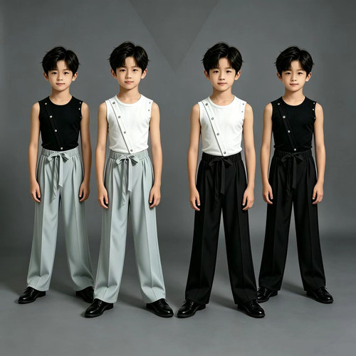 男童拉丁舞无袖考级专业练功服装
