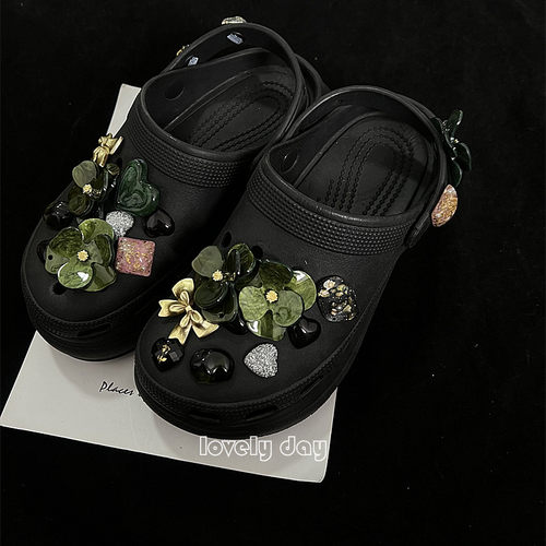 猫然原创手作时尚洞洞鞋花crocs配饰鞋花鞋扣高级装饰秀场T台摆拍