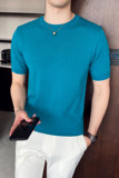 2170夏季纯色圆领针织短袖T恤修身纯色潮流冰丝T恤宽松，男装T恤，电商A211