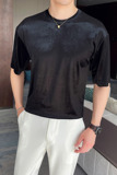 A05-P55金丝绒透气夏季短袖轻熟风英伦宽松版圆领T恤--垂感好，男装T恤，电商A211