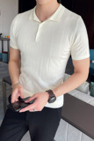 A06-P58夏季型男短袖针织POLO衫轻熟纯色英伦潮流修身冰丝T恤，男装Polo衫，电商A211