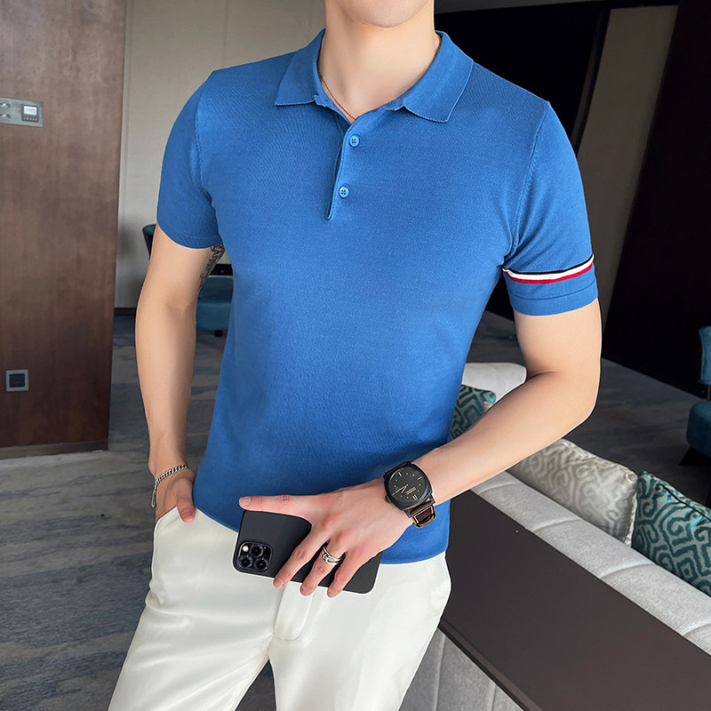 A07-P58 夏季型男短袖针织纯色POLO衫轻熟风 英伦修身翻领T恤4色图片 A07-P58 夏季型男短袖针织纯色POLO衫轻熟风 英伦修身翻领T恤4色图片