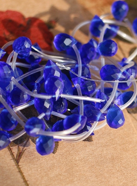 印度进口深蓝宝蓝色高性价比切面水滴石英石DIY散珠串珠半成品