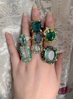 美国天然高品质萤石925银戒指