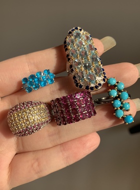 欧美紫水晶托帕磷灰石榴石戒指