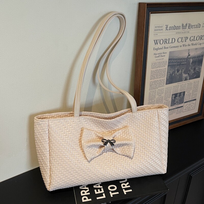 手提包沙滩简约包包2026新款潮ins气质淑女包日韩编织单肩手拎包