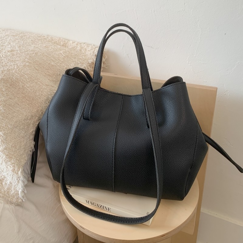 2025日常简约纯色韩版手提托特包小众休闲大容量上班通勤单肩女包