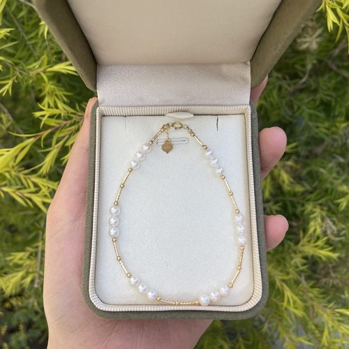 18k金满天星手圈baby珍珠