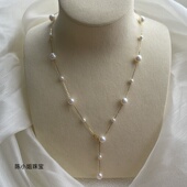 18k大小珠项链女锁骨链正品 天然淡水满天星珍珠项链颈链百搭款 女