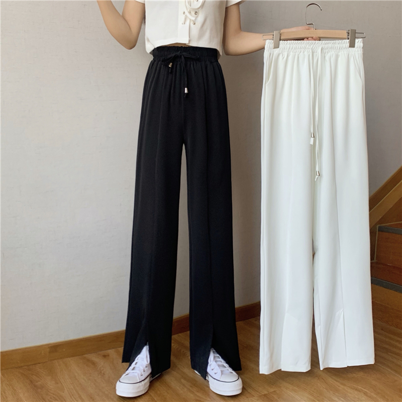 Real shot high waist sports pants, versatile casual pants, split straight pants, floor length pants, women's pants