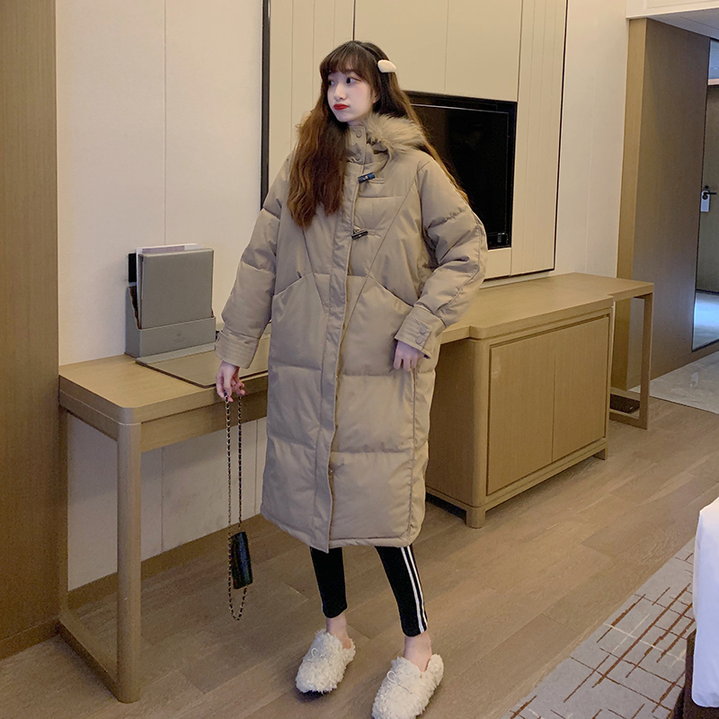 Real shooting Korean autumn winter ins new long windbreaker loose wool hooded long sleeve cardigan cotton clothes