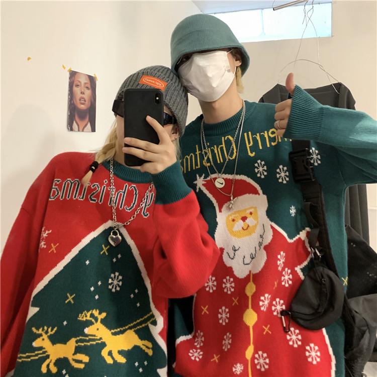 Live shot Korean version of versatile and loose Christmas festive situation