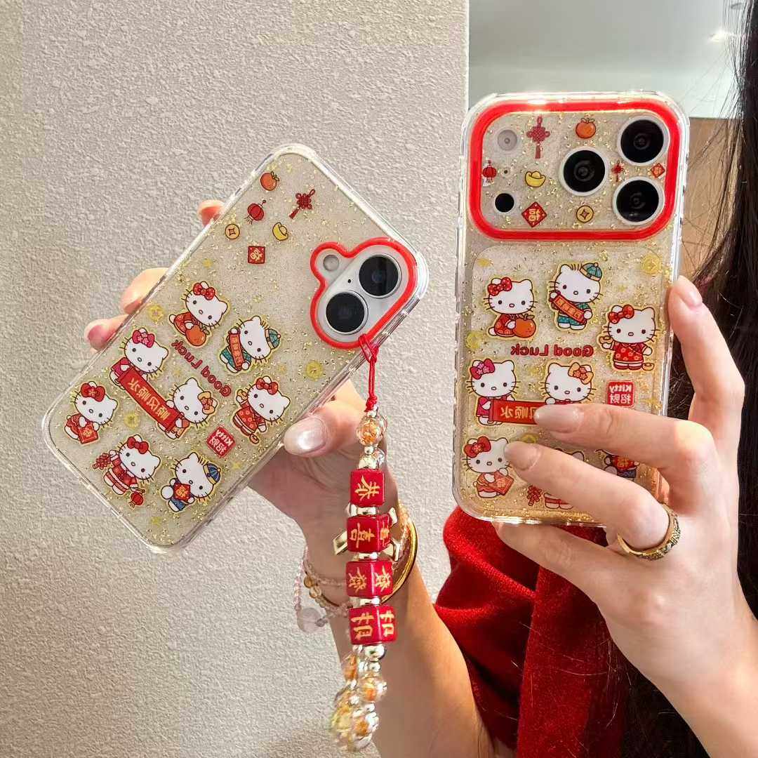 闪闪金粉双层高级感凯蒂猫插画链条适用iPhone15苹果16手机壳17promax新款13潮14,3C数码配件,手机保护套/壳,淘宝优惠券,粉丝福利购,淘宝优惠卷