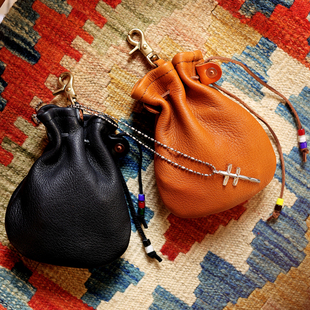 真鹿皮手工制作文玩手串核桃首饰袋 随身零钱耳机包挂包EDC潮玩