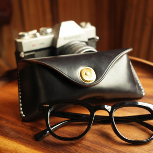 Horween美国霍尔文茶芯皮油蜡牛皮 RRL简约复古眼镜袋墨镜收纳包