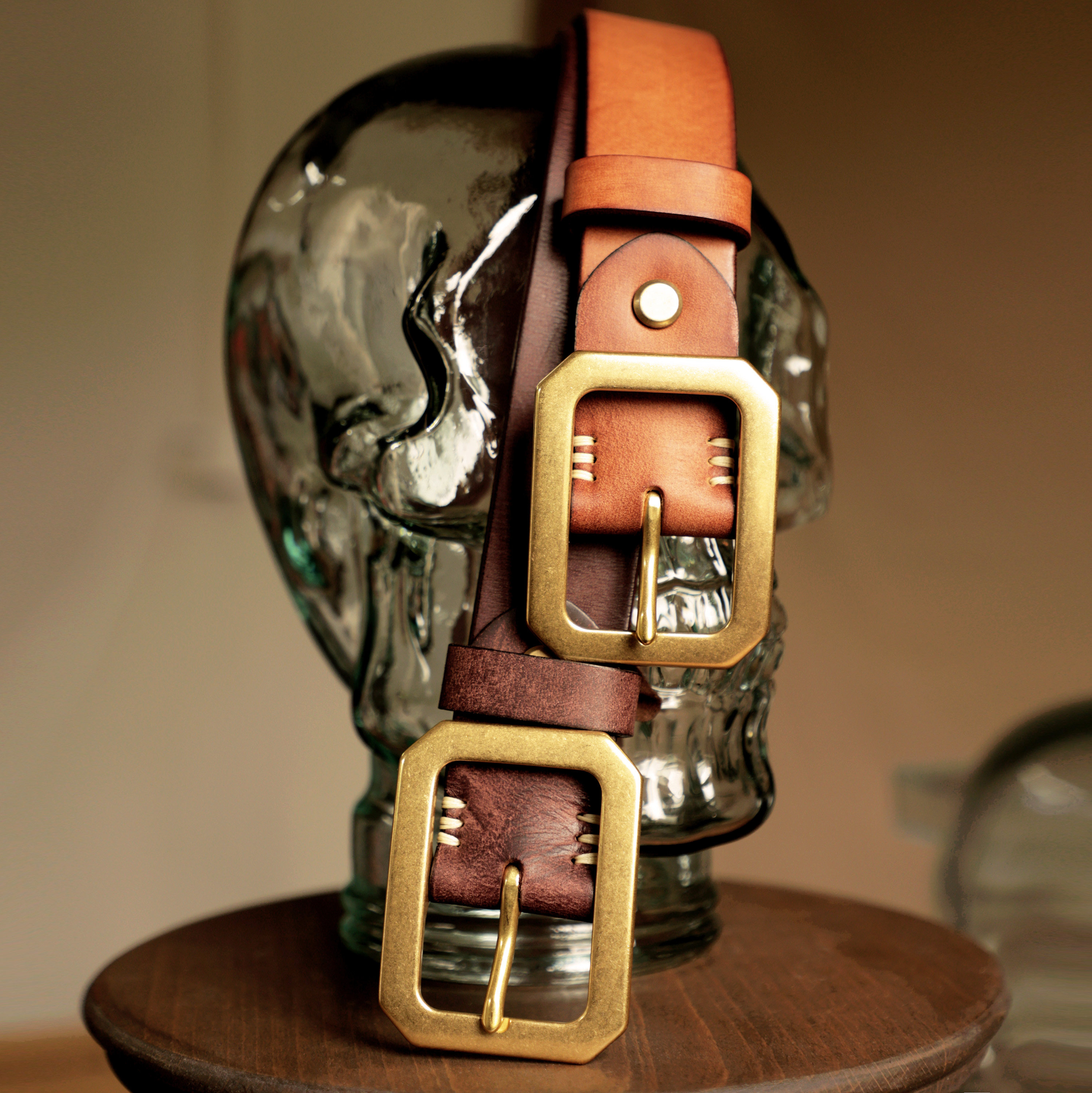 手工腰带复古休闲男士纯铜针扣皮带工装牛仔裤头层牛皮八角扣皮带