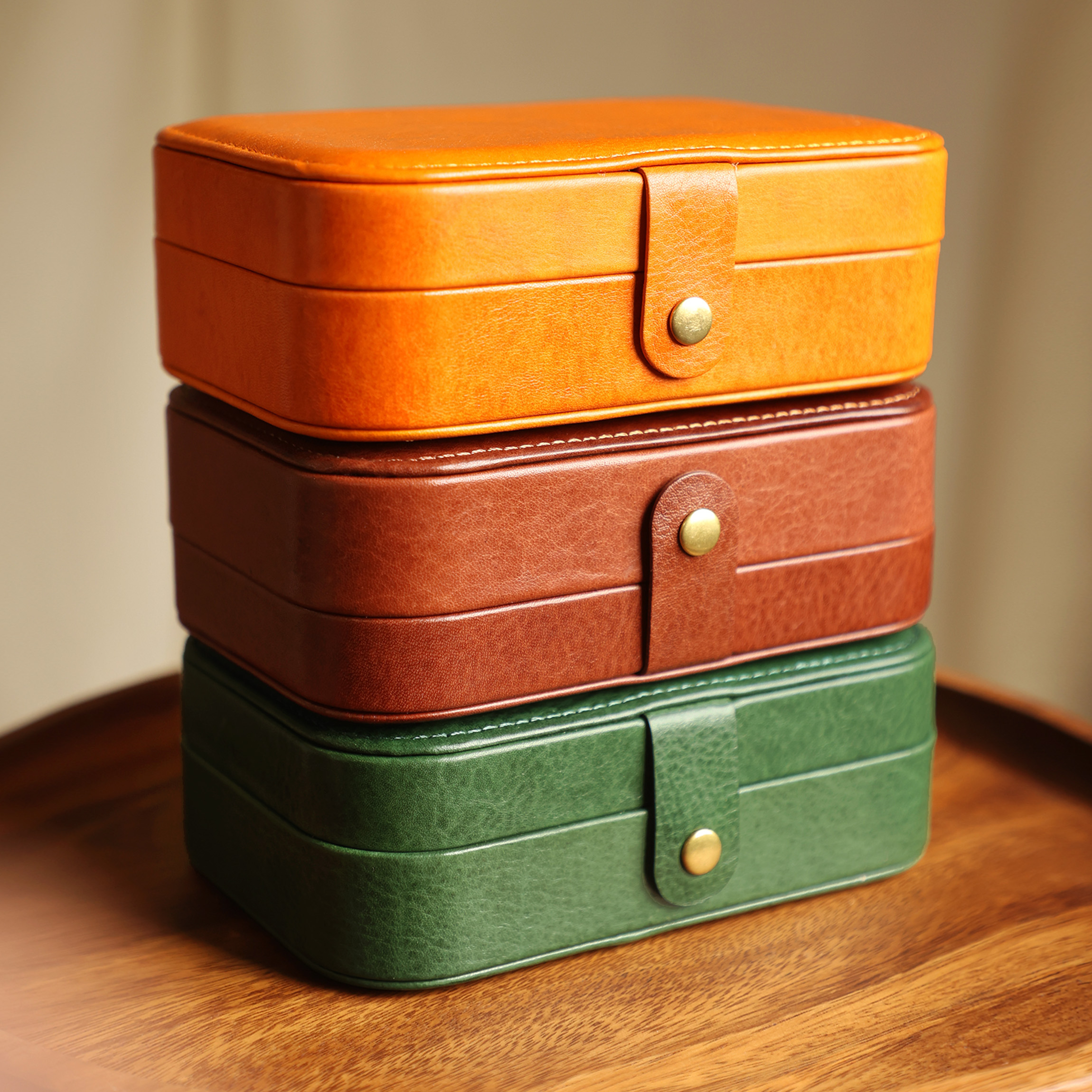 旧野贩革头层牛皮珠宝首饰收纳盒