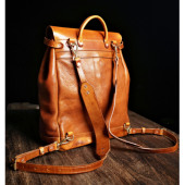 意大利托斯卡纳手染头层牛皮 手工男士 女士复古旅行手提双肩背包