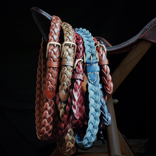 纯手工意大利头层牛皮复古编织黄铜扣经典 休闲文艺百搭皮带腰带