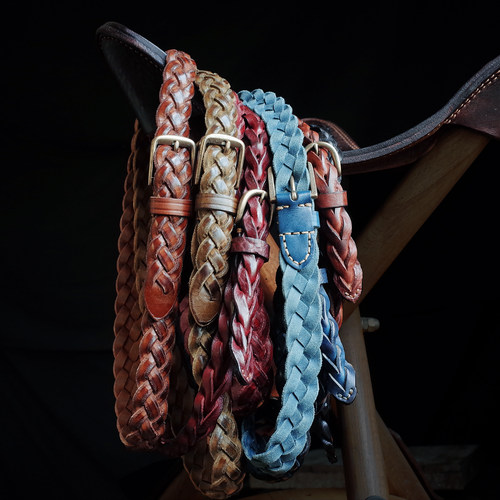 纯手工头层牛皮休闲风编织皮带