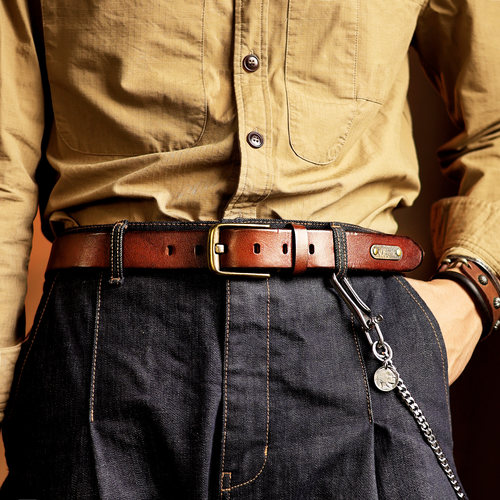 美式复古意大利牛皮男士休闲皮带