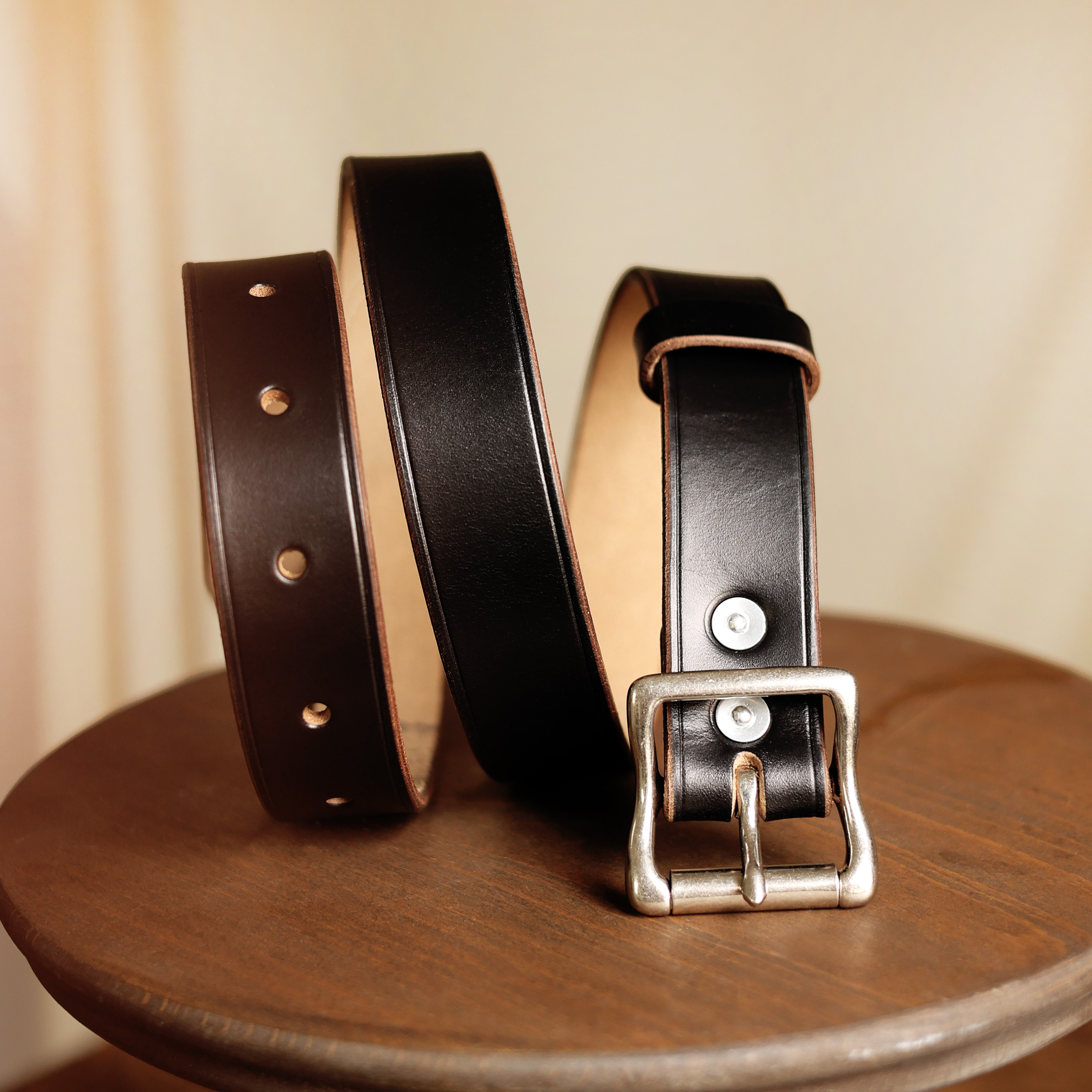 霍尔文茶芯皮复古中性手工腰带