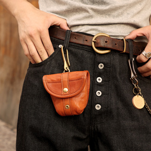 头层纯牛皮重磅创意小众多功能文玩香烟耳机包钥匙包迷你腰包男女